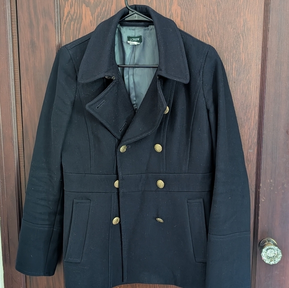 J. Crew Dark Navy With Gold Buttons Wool Pea Coat Size 6 - Picture 1 of 6